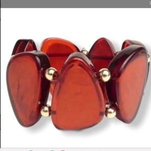 Style and Co Brown Resin Gold Beads Streatch Bracelet